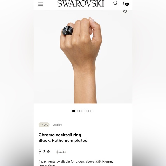 Swarovski Crystal black ring - Picture 2 of 8